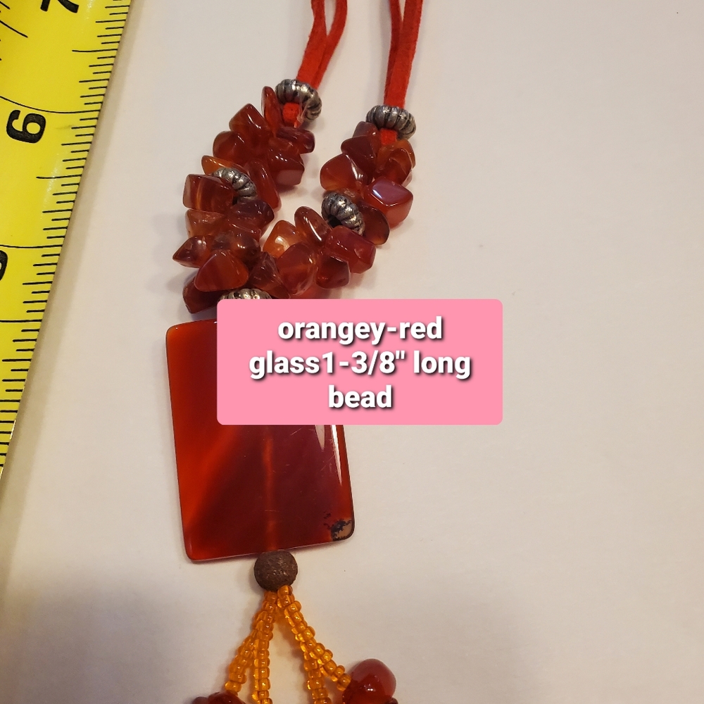 13.5" Orange-Red Boho Necklace